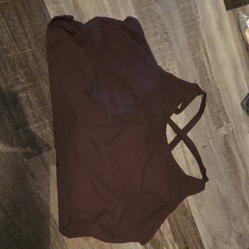 torrid Dark Brown Sports Bra with Crisscross Back